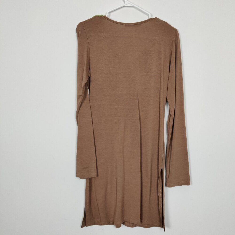 Frame De Paris Women's Blouse Size XS Tan Green Crochet V Neck Bodycon Y2K Style - Picture 4 of 8